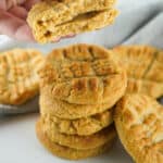 Sugar free peanut butter cookies made with only three ingredients.