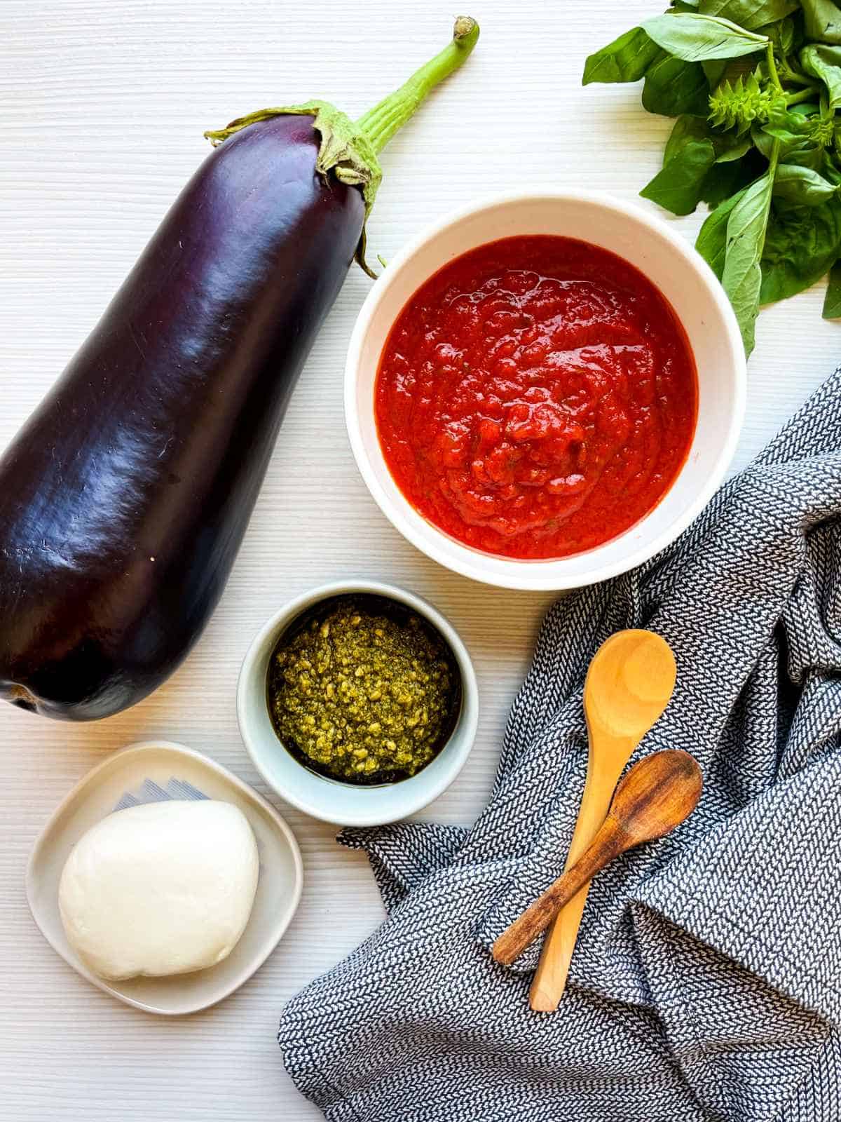 ingredients for eggplant Parmesan casserole.