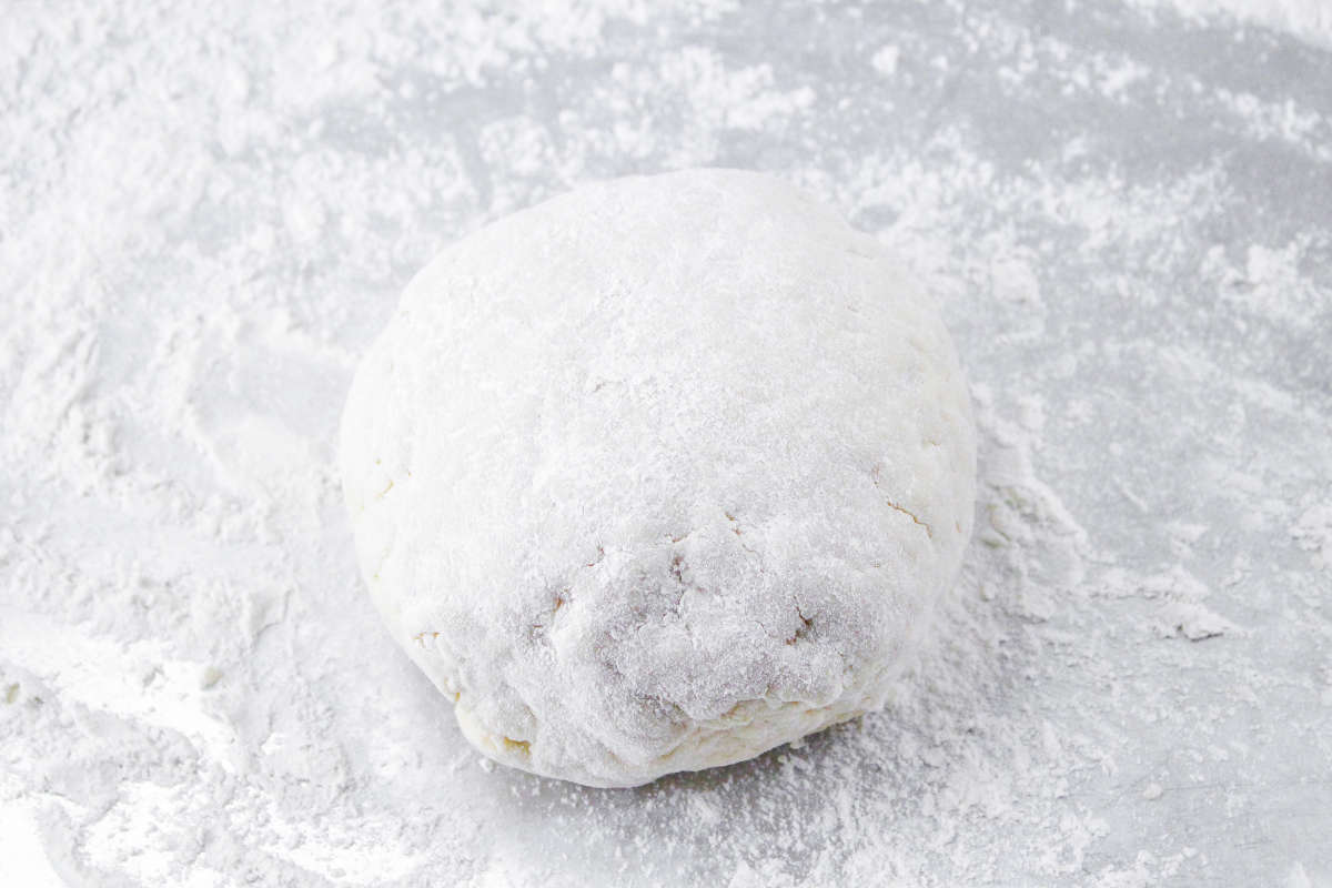 Soda bread dough worked into a ball.